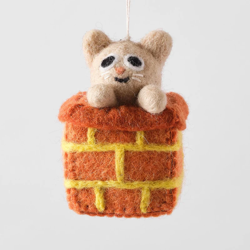 Simbi Cat In Chimney Felt Decoration by Wrap