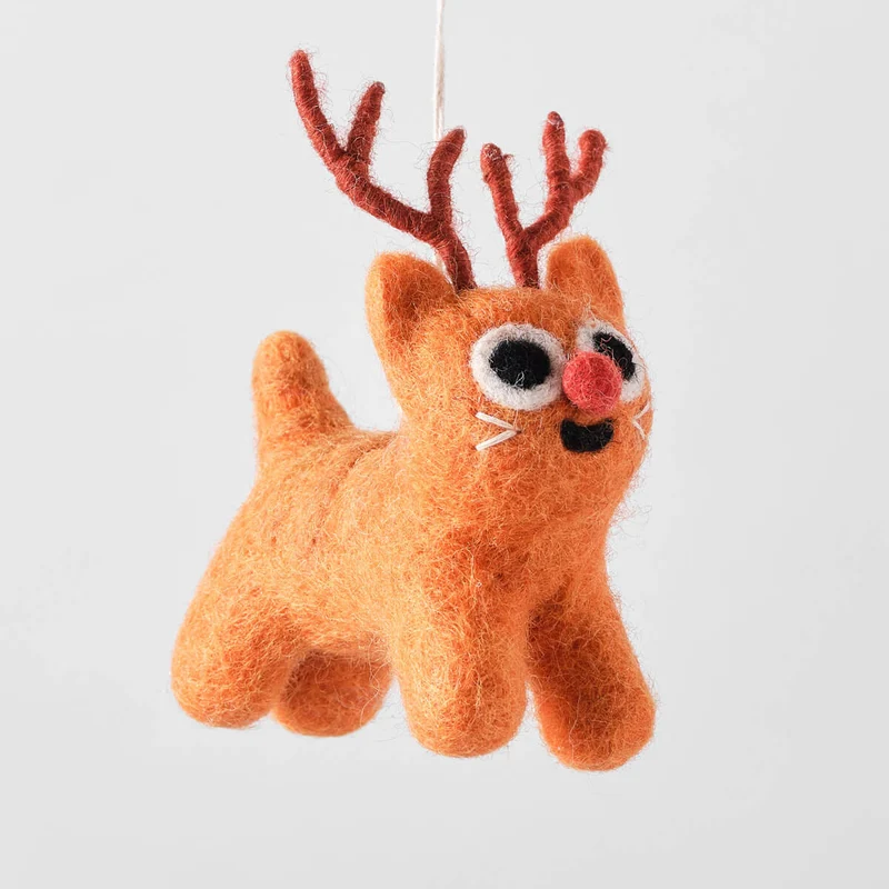 Rudy Cat Reindeer Felt Decoration by Wrap