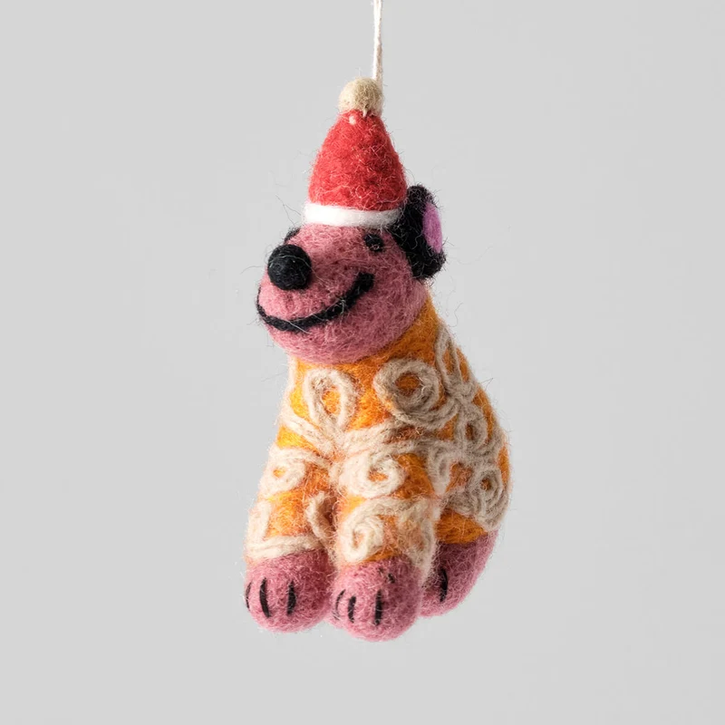Pippin Dog With Orange Jumper Felt Decoration by Wrap
