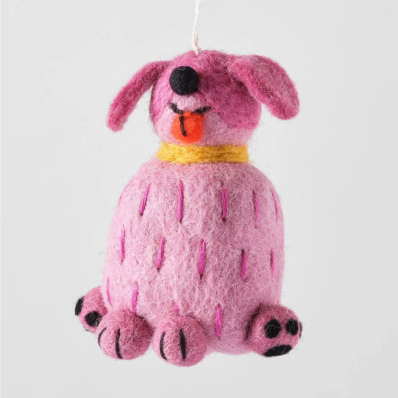 Tina The Pink Dog Felt Decoration by Wrap