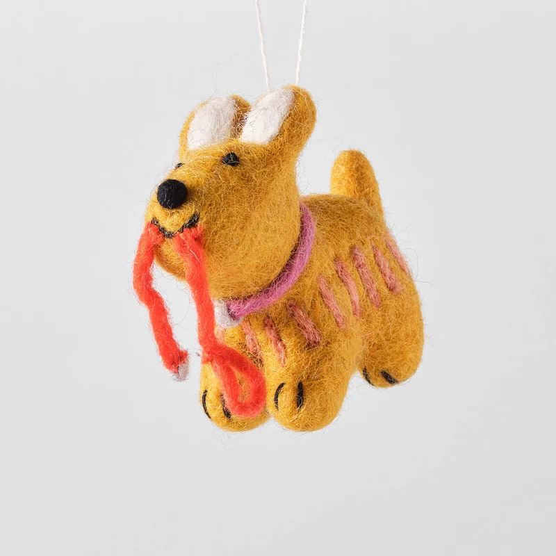 Ginger Dog With Lead Felt Decoration by Wrap