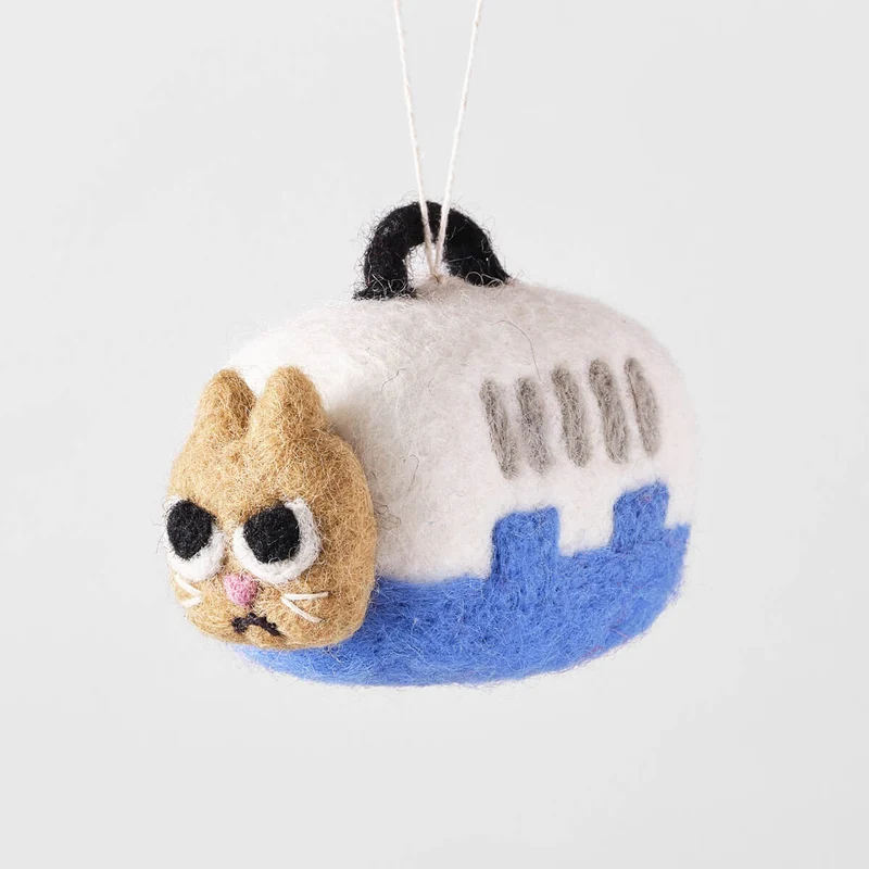 Coco Cat In Carrier Felt Decoration by Wrap