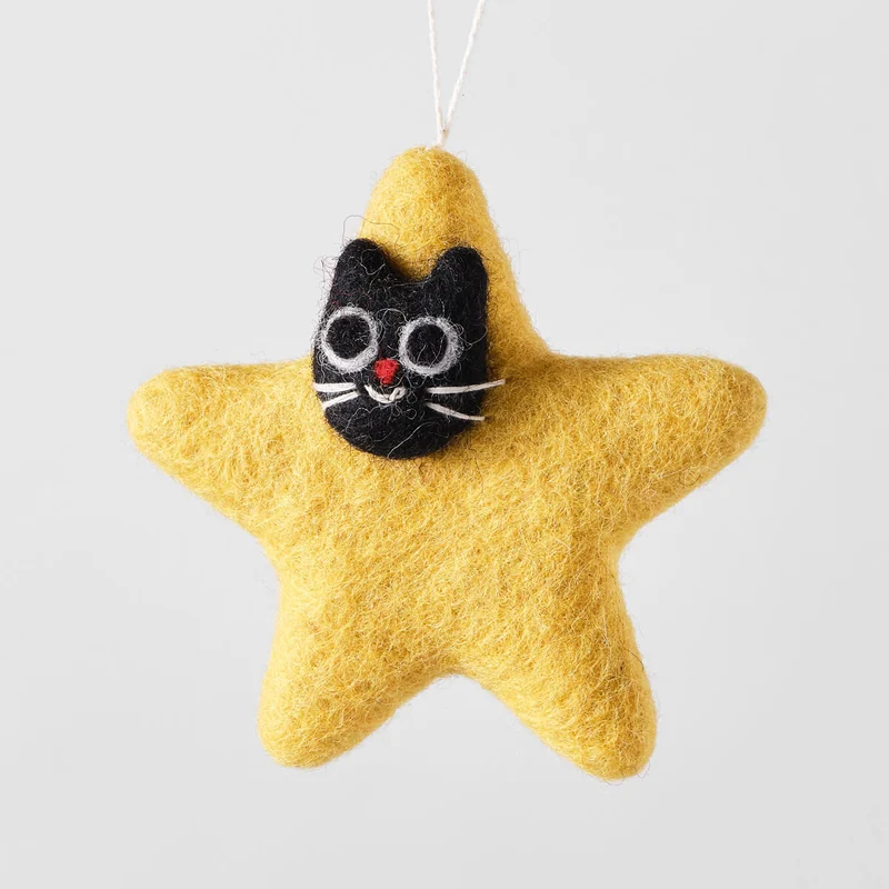 Stella Cat Star Felt Decoration by Wrap