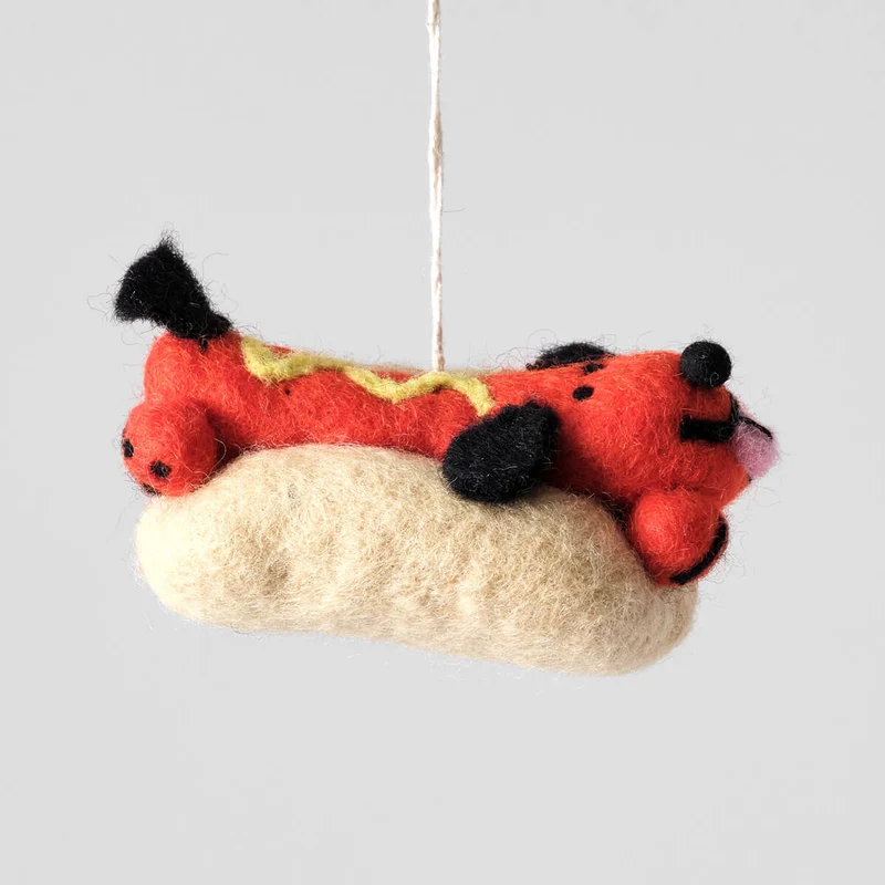 Frank Hotdog Dog Felt Decoration by Wrap