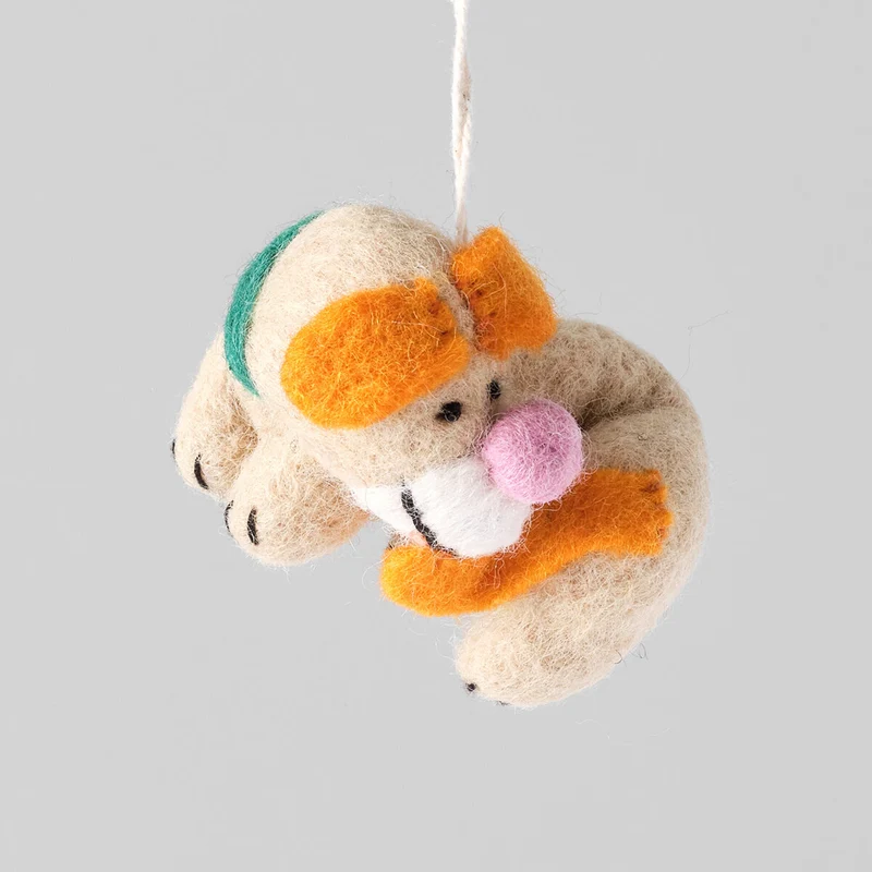 Bingo Dog Biting His Tail Felt Decoration by Wrap