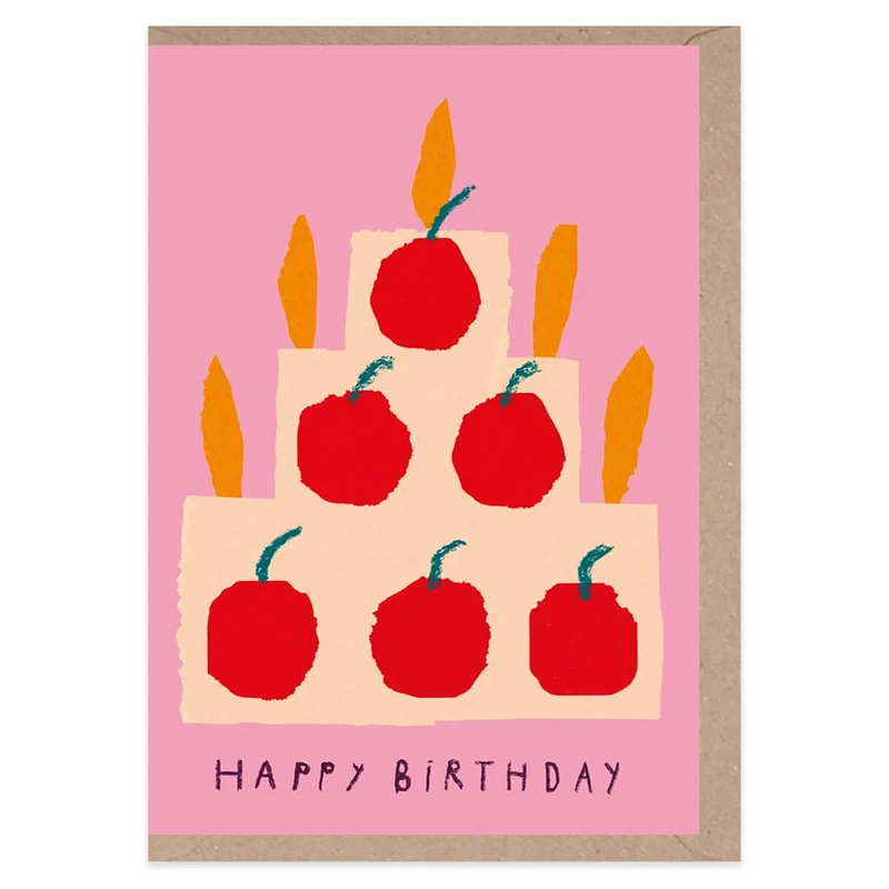 Pink Cake Birthday Greetings Card by Rumble Cards