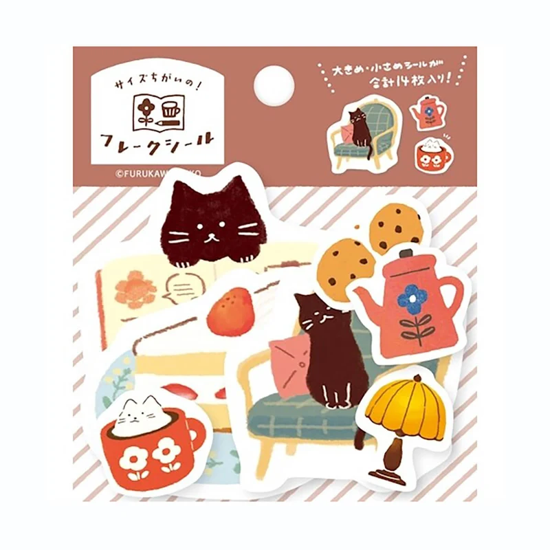 Relaxing Time Cat Washi Flake Stickers by Furukawa Shiko