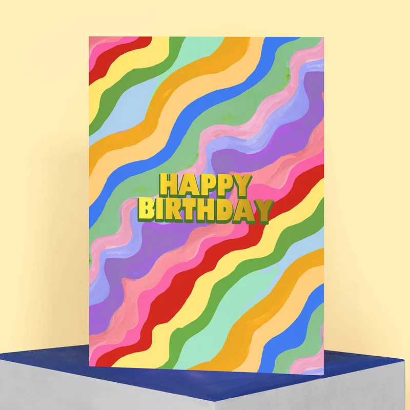 Rainbow Wave Birthday Greetings Card by Eleanor Bowmer