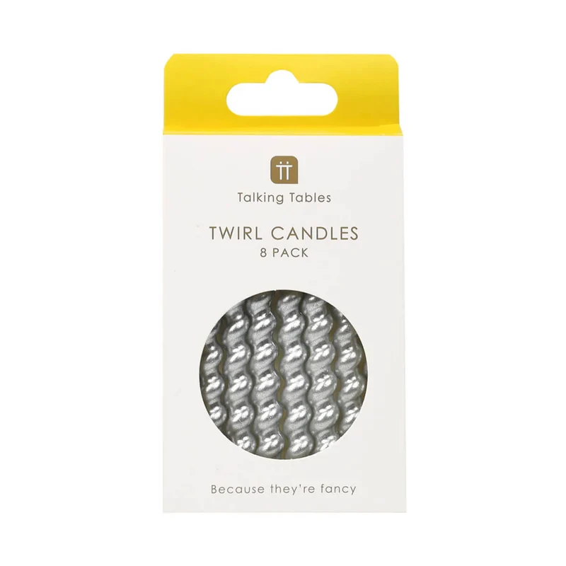 Twirl Silver Candles by Talking Tables