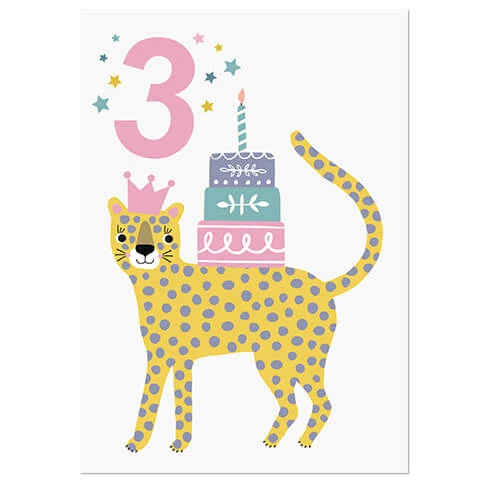 Age 3 Leopard Greetings Card by Mifkins