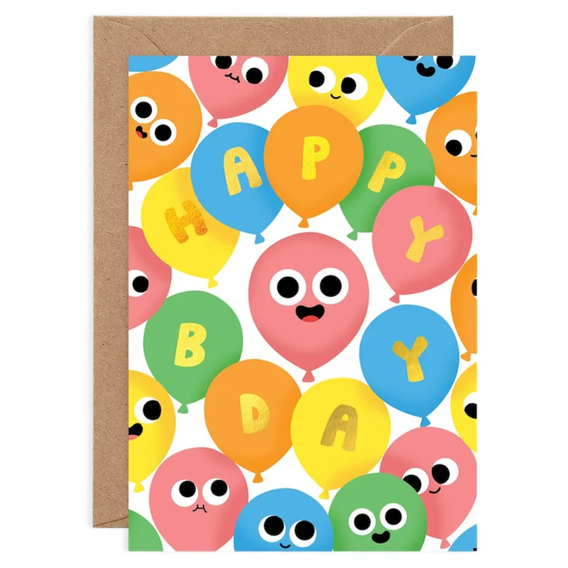 Happy Bday Balloons Birthday Greetings Card by Elliot Kruszynski for Wrap