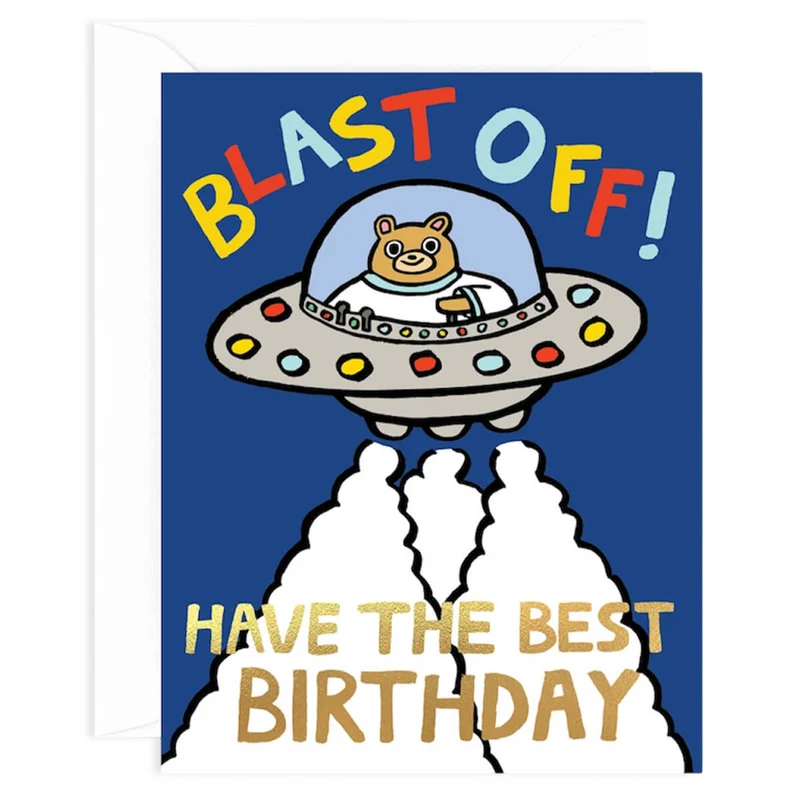 Blast Off Birthday Greetings Card by Alice Bowsher for Wrap