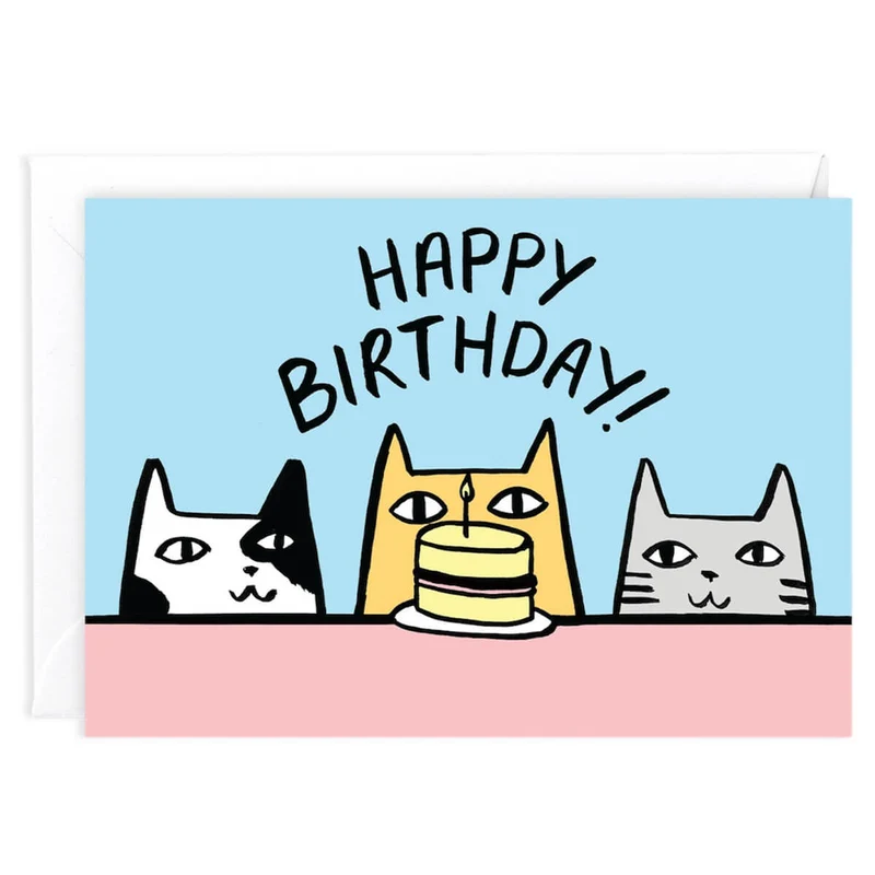 Happy Birthday Cats Greetings Card by Alice Bowsher for Wrap