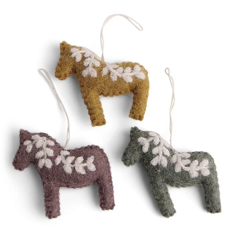 Dala Horses Hanging Decorations in Burnt Colours by Gry & Sif