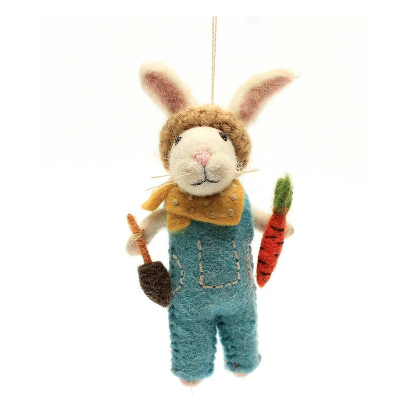 Gardening Bunny With Trowel And Carrot Hanging Decoration by Amica